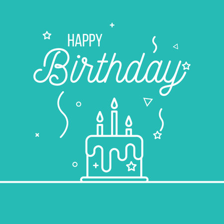 Happy Birthday cake and candle background design. Happy birthday text with cake and confetti decoration element for birth day celebration greeting card designのイラスト素材