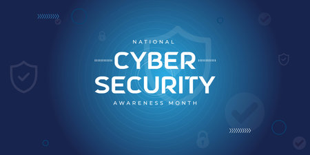 National cyber security awareness month is observed. flat design Cyber security banner gradient...