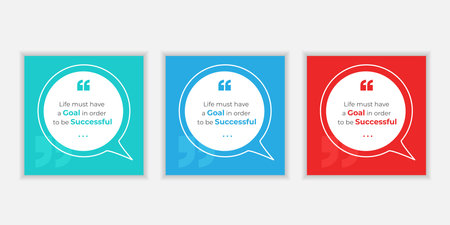 Speech Bubble Quote Template Set. Blank Speech Bubble Frame with Quotation Marks and Copy Space for Quotes.のイラスト素材