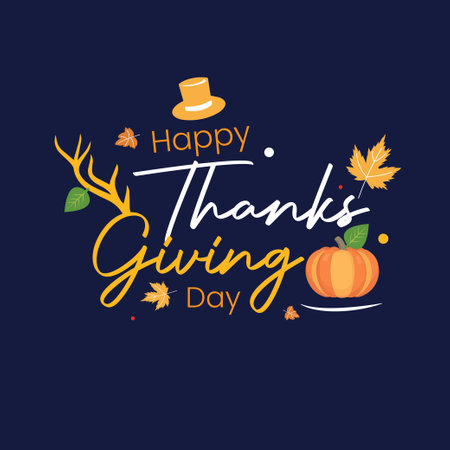 Hand drawn Thanksgiving typography poster. Celebration quote Happy Thanksgiving on textured background for postcard, Thanksgiving icon,のイラスト素材