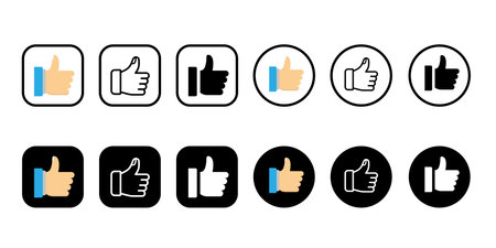 Like and dislike icons set. Thumbs up and thumbs down. Vector illustration.のイラスト素材