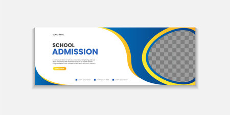 School Admission Web Banner Template, Back to School Social Mediaのイラスト素材