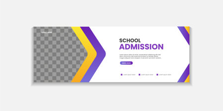 School Admission Web Banner Template, Back to School Social Media Cover Template for education, university, business, etcのイラスト素材