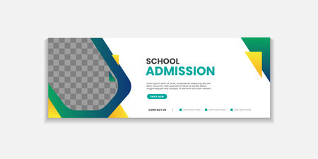 School Admission Web Banner Template, Back to School Social Media Cover Template for education, university, business, industry etcのイラスト素材
