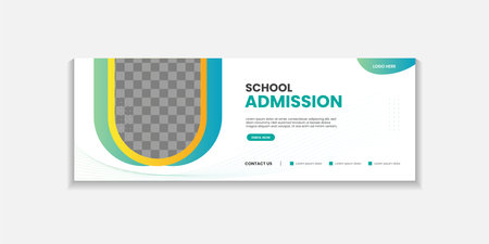 School Admission Web Banner Template, Back to School Social Media Cover Template for education, university, business, industry etcのイラスト素材