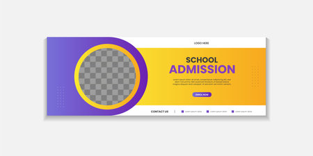 School Admission Web Banner Template, Back to School Social Media Cover Template for education, university, business, industry etcのイラスト素材