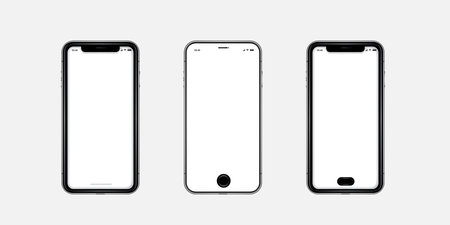 Mobile Phone Front Desert Titanium mockup with white blank screen isolated on light background.のイラスト素材