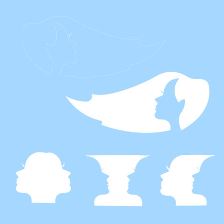 Set Beautiful profile of woman and long hair illustrationのイラスト素材