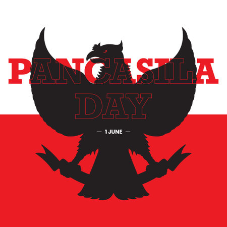 June 1 Indonesian Pancasila Day Unity in Diversity, garuda pancasila indonesiaのイラスト素材