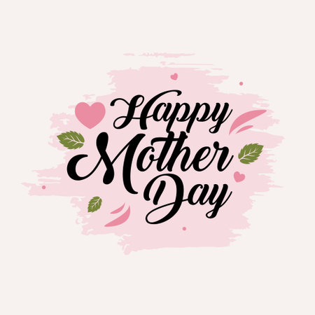 beautiful happy mother's day typography with decorative flowers and hearts. versatile design for creating cards, posters, and heartfelt digital messages.のイラスト素材