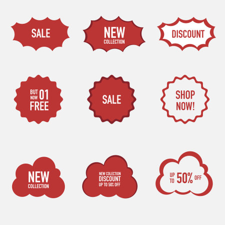 Set of Sale badges. Sale quality tags and labels. Template banner shopping badges. Special offer, sale, discount, shop, black friday.のイラスト素材