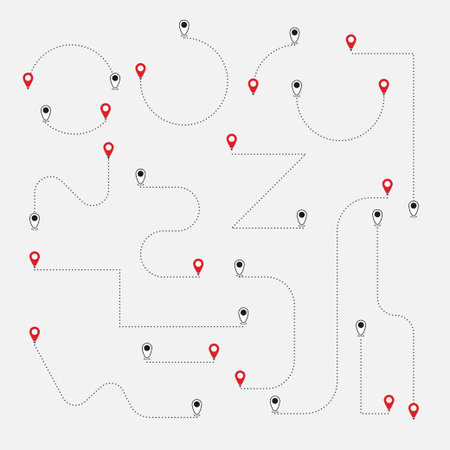 Icon set, symbol we have moved announcement collection design image isolated on white background, dashed line illustrationのイラスト素材