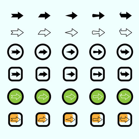Colorful big arrow icon set, Arrow collection cursor. Modern arrow collection. Different arrow signs collection. Black arrow iconのイラスト素材