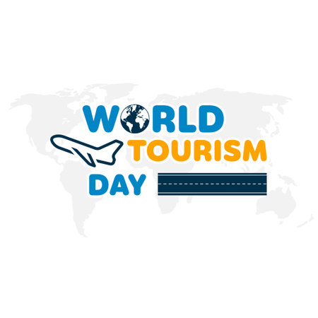 World Tourism Day background concept banner poster, social media for tourism, World map, airplane and location pinのイラスト素材