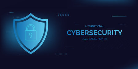International cyber security awareness month is observed. flat design Cyber security banner Modern gradient colorのイラスト素材