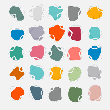 Random abstract liquid organic irregular blotch shapes flat style design fluid illustration set banner simple shape template for presentation design, flyer,のイラスト素材