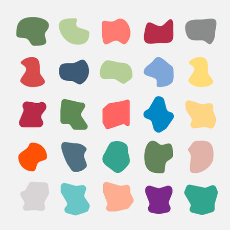 Random abstract liquid organic irregular blotch shapes flat style design fluid illustration set banner simple shape template for presentation design, flyer, isolatedのイラスト素材