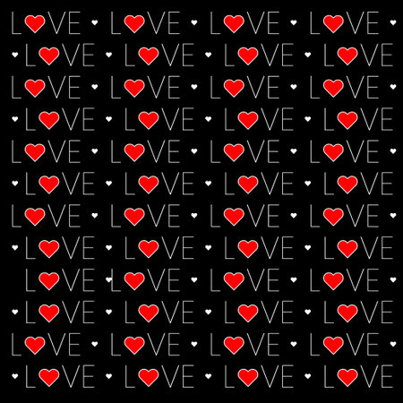 Abstract seamless pattern with text Love. Illustration for Valentine's Day, baby shower, birthday,...