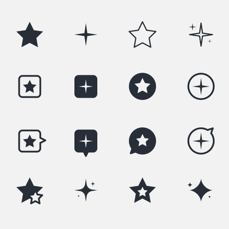 Black star various shape stamp silhouette flat setのイラスト素材