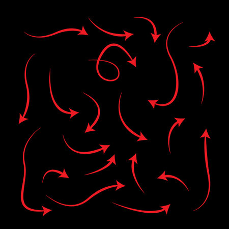 Curve arrow icon set. set of red long curve arrow for app and ui design. long up arrow icon setのイラスト素材