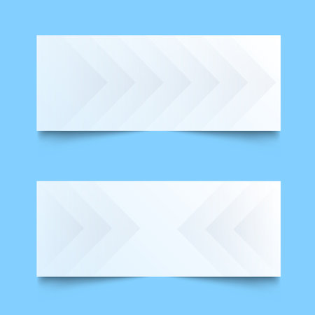 White background with abstract wave line set. White modern abstract wide banner with geometric shapes.のイラスト素材