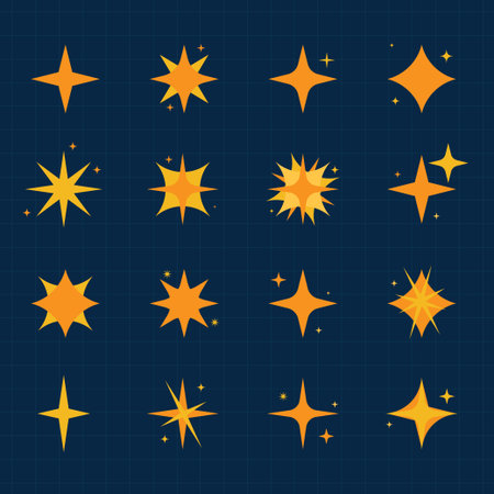 Hand drawn sparkling stars collection. Shine and sparkle hand drawn drawing collectionのイラスト素材