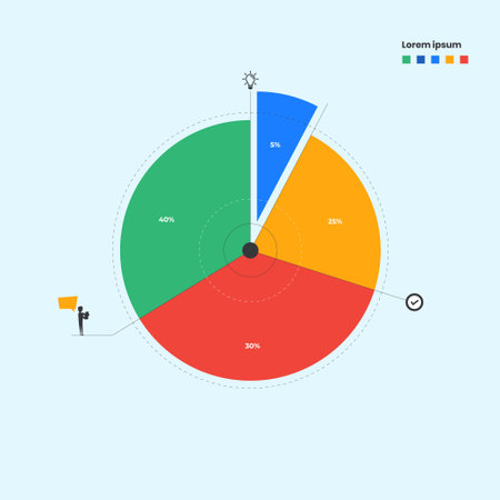 pie chart for reports and presentations ui, web. simulated pie chart of a businessman who wants to share profitsのイラスト素材