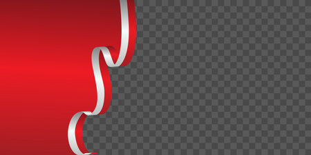 Wave flag red white background. Indonesian Flag Ribbon in 3d Design and Shape. Illustrationのイラスト素材