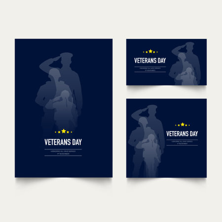 Set of Veterans day Banner Design Honoring All Who Served November 11. Veterans day celebration creative design. Honoring all who servedのイラスト素材