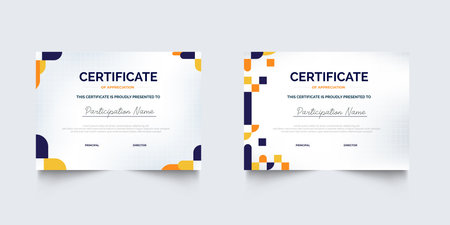 Set of geometric business Certificate of appreciation template frame border premium design. Certificate of Appreciation for business and education premium design.のイラスト素材