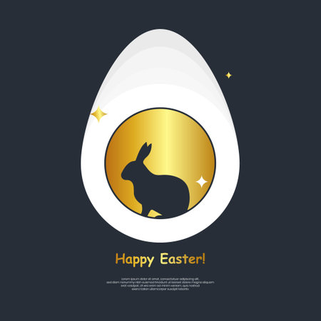 Easter Bunny Egg Silhouette, Card,Minimalist Easter Card, Rabbit Design, Happy Easter, Bunny Egg Shape,Festive Easter Greeting, Bunnyのイラスト素材