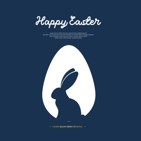 Easter Bunny Egg Silhouette, Card,Minimalist Easter Card, Rabbit Design, Happy Easter, Bunny Egg Shape,Festive Easter Greeting, Bunnyのイラスト素材