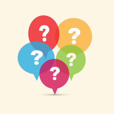 question mark icon. Colorful speech bubble icons with question marks. Concept of asking frequent questions or communication. FAQ and solutionのイラスト素材