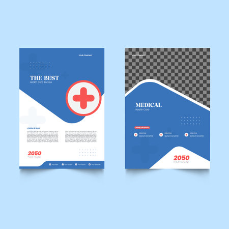 Modern medical corporate healthcare flyer template layout, medicare , pharmacy flier, cleaning service, doctor leaflet, construction flyer, nurse a4 business flyerのイラスト素材