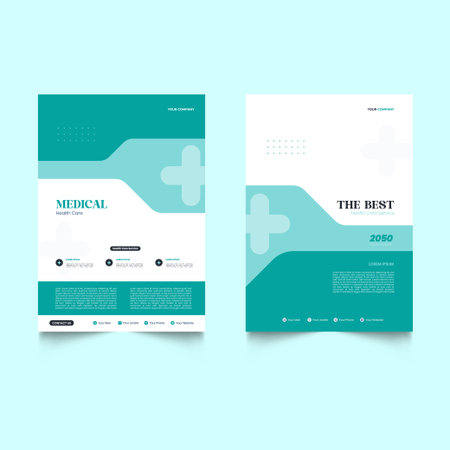 Modern medical corporate healthcare flyer template layout, medicare , pharmacy flier, cleaning service, doctor leaflet, construction flyer, nurse a4 business flyerのイラスト素材