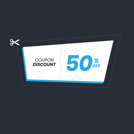 Coupon 50 percent off icon. Discount Coupons icons. Coupon icons in flat designのイラスト素材