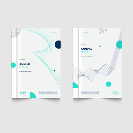 Layout modern design annual repot cover template portfolio design business cover design a4. Modern line circle chart theme book cover templateのイラスト素材