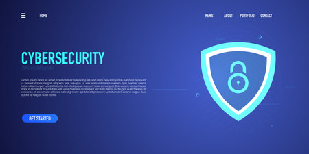 Cybersecurity Trendy background for landing page background, colorful abstract. Futuristic design backdrop for banner, poster, cover, flyer, presentation, advertisingのイラスト素材