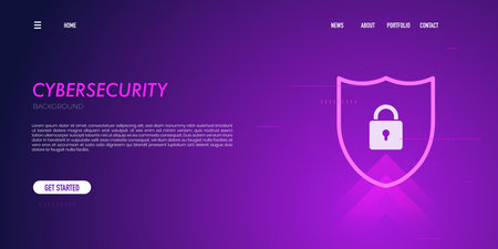 Cybersecurity Trendy background for landing page background, colorful abstract. Futuristic design backdrop for banner, poster, cover, flyer, presentation, advertisingのイラスト素材