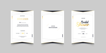 Luxury vintage golden invitation card template. Wedding invitation card or event set with minimalist gold decorationのイラスト素材