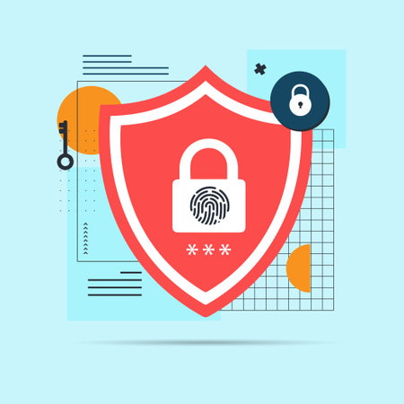 Identity management concept Keep data secure Cybersecurity risk abstract idea thin. Biometric authentication Cybersecurity Modern style for bannerのイラスト素材