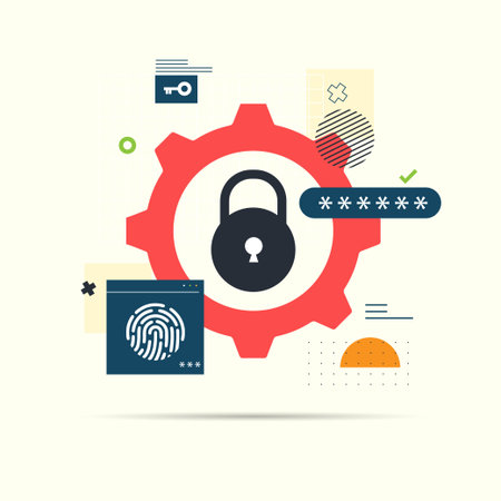Identity management concept Keep data secure Cybersecurity risk abstract idea thin. Biometric authentication Cybersecurity Modern style for banner.のイラスト素材