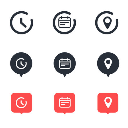 Sign time, locate, date mark icon. speech bubble Overlay sign time, locate, date iconのイラスト素材