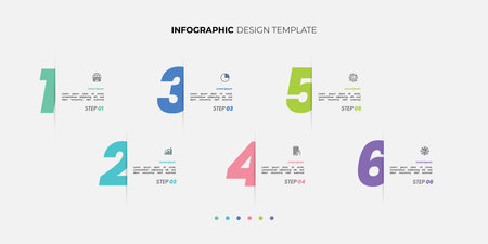 Modern infographics 6 options banner with arrows on grey background. Simple infographics design template Can be used for web design and workflow layoutのイラスト素材