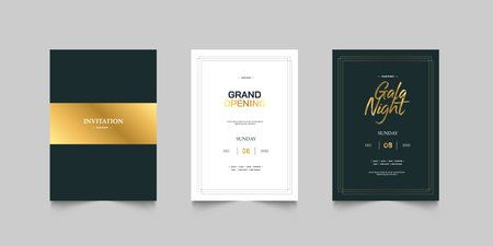 Grand Opening poster celebration with golden shape line ribbon drapery element decoration for luxury elegant vip royal poster with white backgroundのイラスト素材