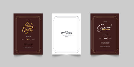 Grand Opening poster celebration with golden shape line ribbon drapery element decoration for luxury elegant vip royal poster with white backgroundのイラスト素材