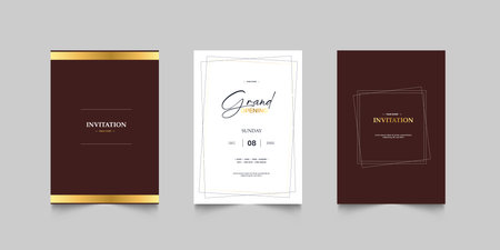 Grand Opening poster celebration with golden shape line ribbon drapery element decoration for luxury elegant vip royal poster with white backgroundのイラスト素材