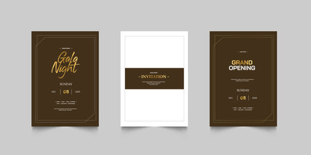 Grand Opening poster celebration with golden shape line ribbon drapery element decoration for luxury elegant vip royal poster with white backgroundのイラスト素材