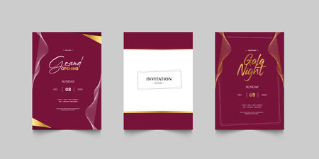 Grand Opening poster celebration with golden shape line ribbon drapery element decoration for luxury elegant vip royal poster with white backgroundのイラスト素材