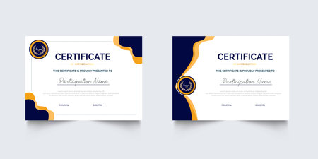Professional Certificate Appreciation or Awardee Template Design with Geometric Style. Set of Elegant diploma certificate template designのイラスト素材